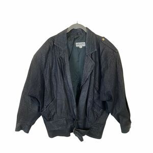 Vintage Split End Ltd Women's Black Funky 80s Shoulder Pad Bomber Jacket Size M